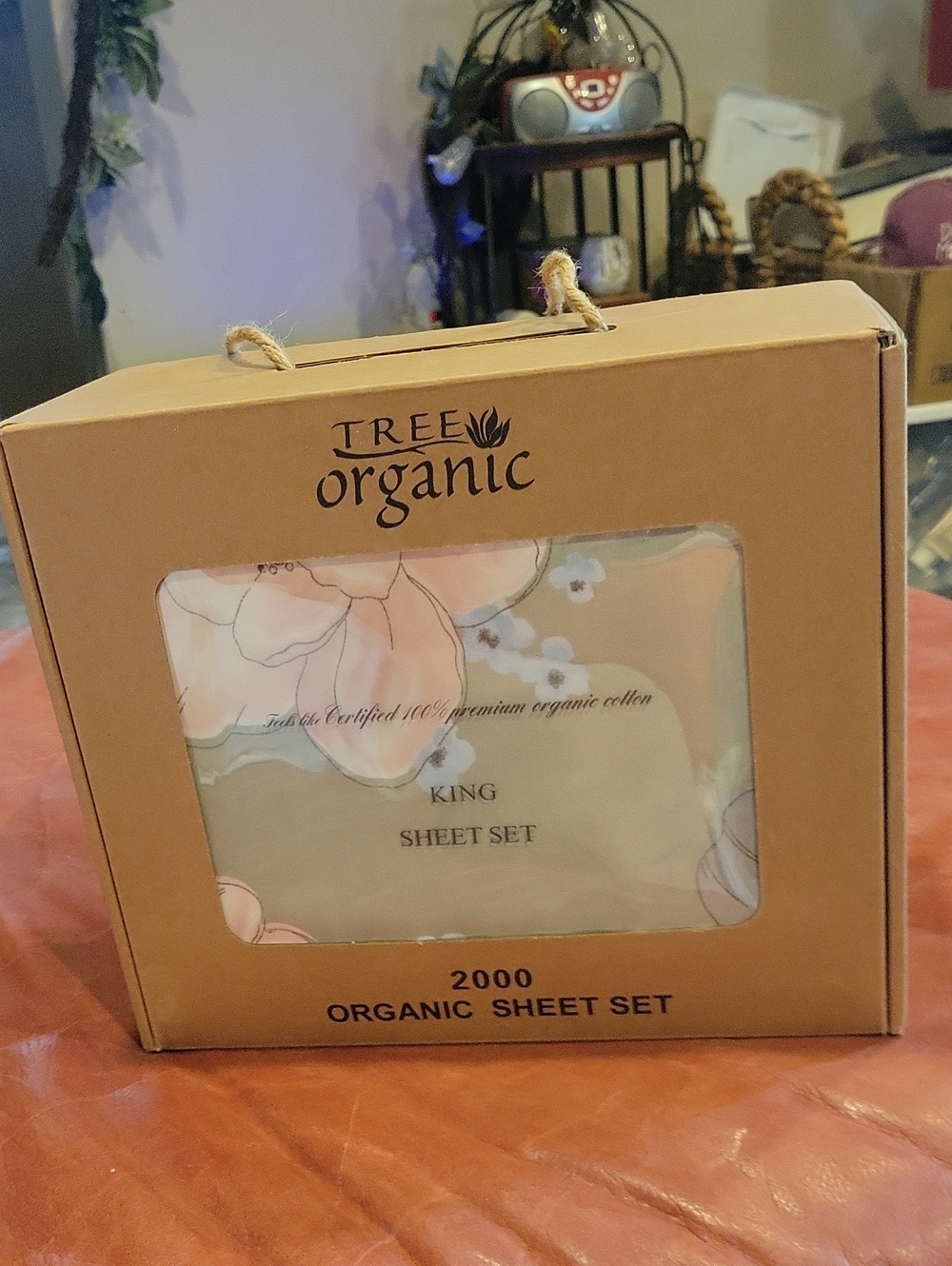King Size Sheet Set Organic Cotton 2000/ Sage Floral